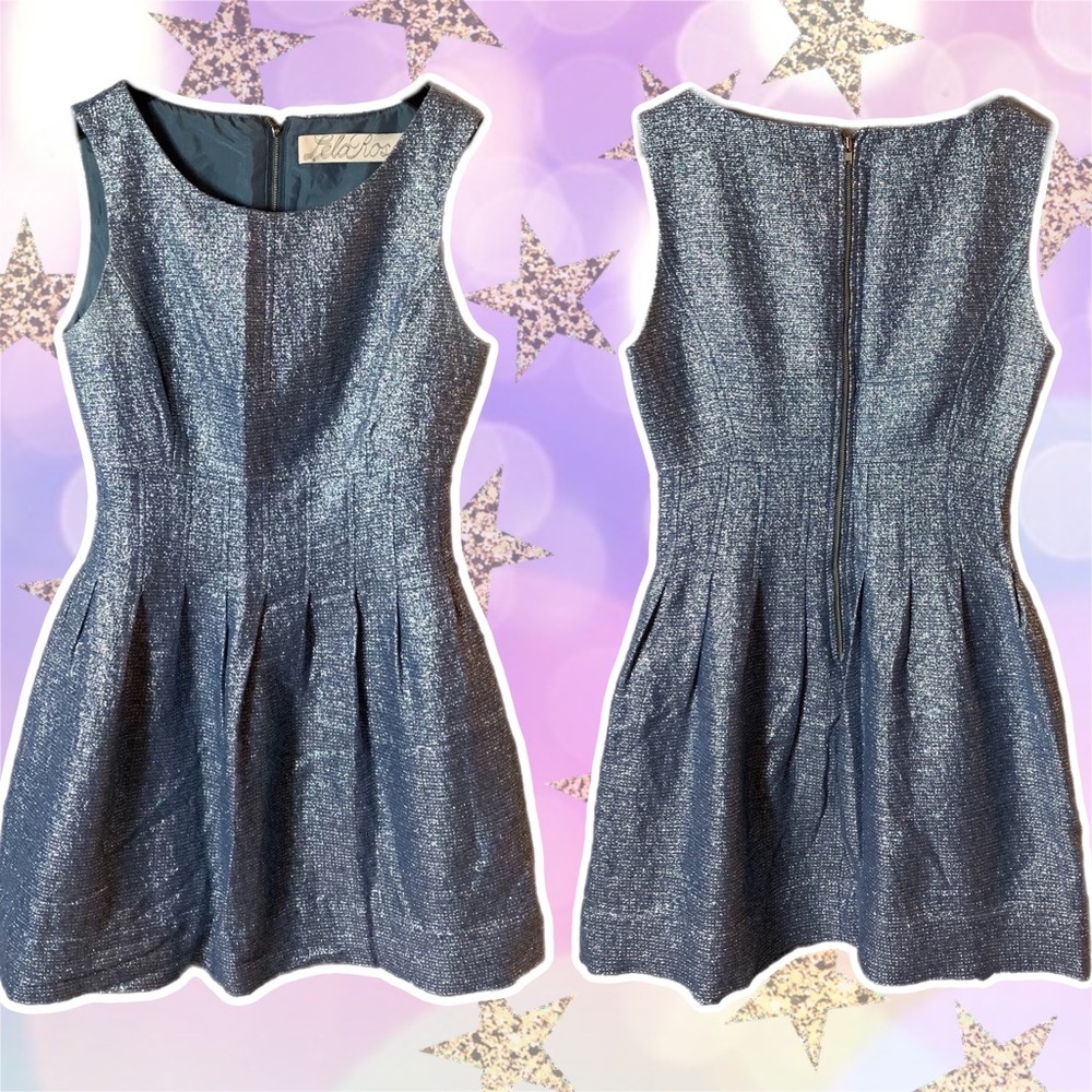 lela rose • metallic ice blue silver brocade cocktail sheath dress 2